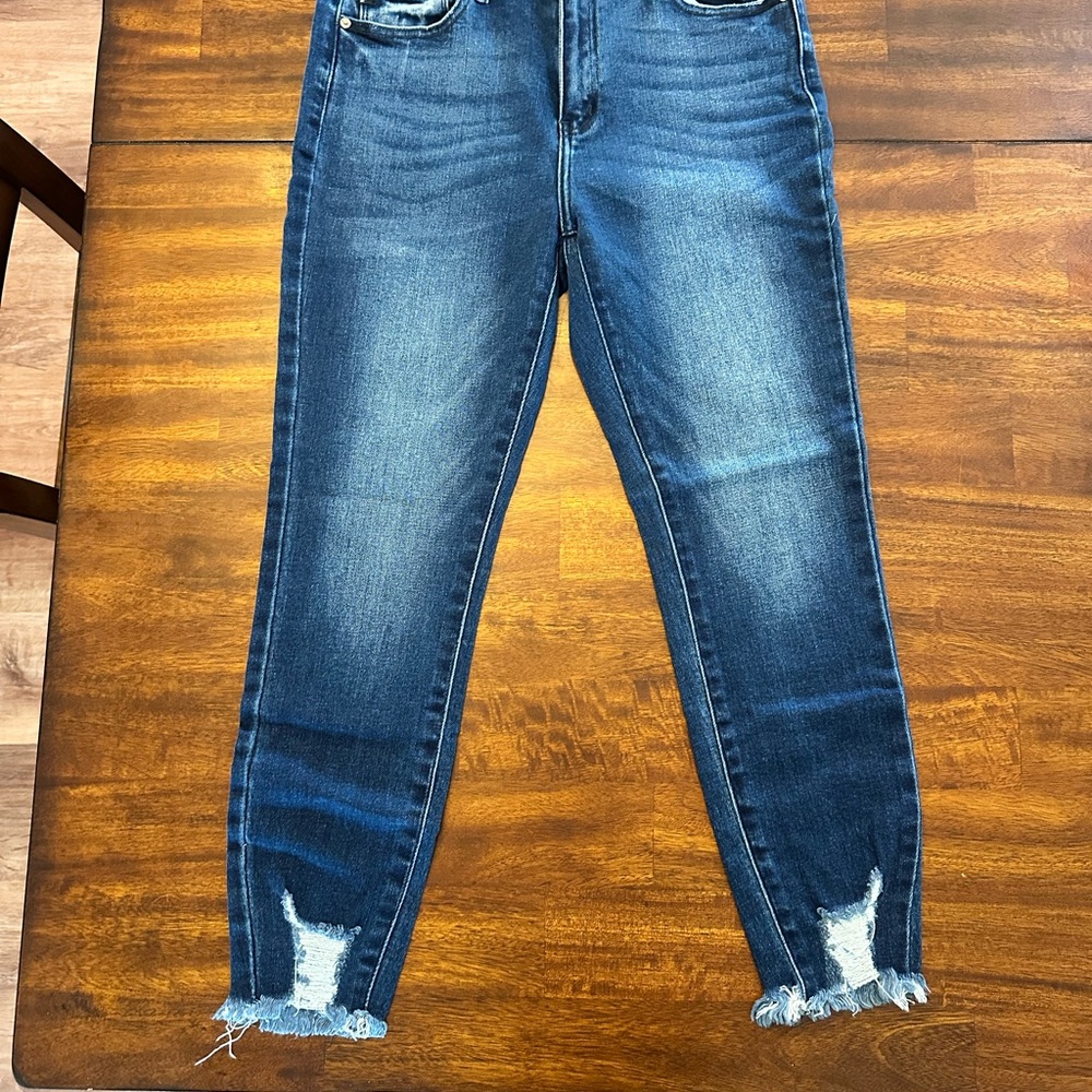 KanCan Dark Blue Distressed Ankle Jeans